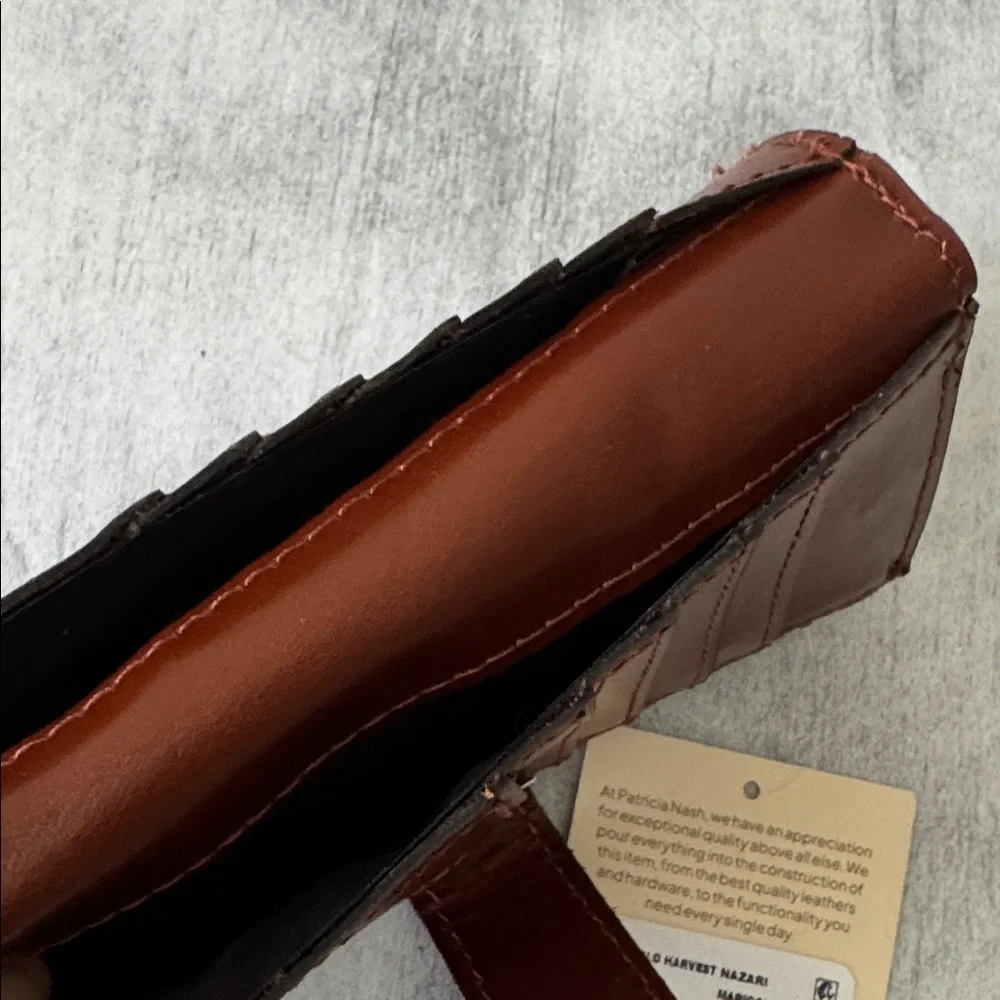 Patricia Nash NAZARI Leather Bifold Wallet Floral Marigold Harvest Blue Brown
